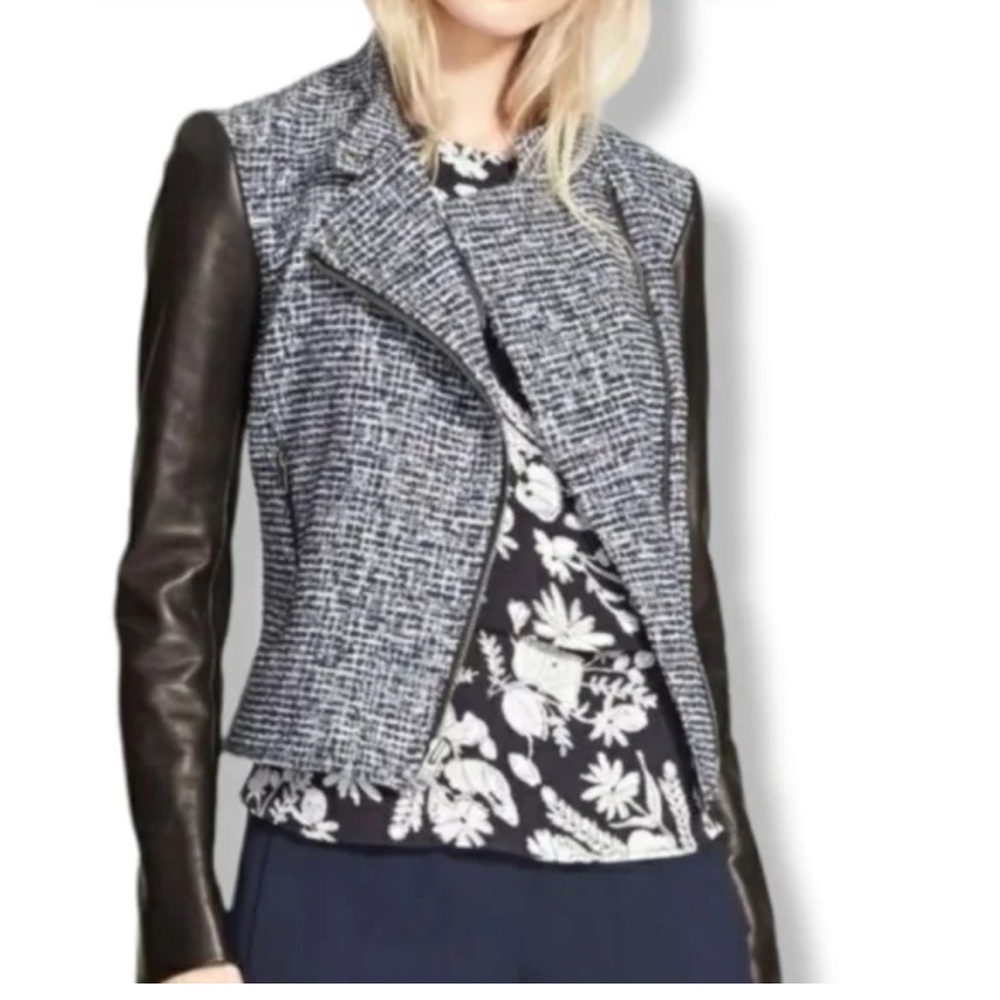 Theory lamb leather tweed Jacket (size: 00)